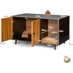 COSTWAY Maison Pour Chat, Cabine De Toilette Pour Chat Avec Double Portes Et Planche à Gratter Pour Chats, 90 X 50 X 50 CM Marron -Amis Poils Soldes Boutique 52966475 3