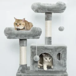 Arbre à Chat Hauteur De 150 Cm, Avec Plate-Formes, Grande Grotte, Troncs épais En Sisal, Palais De Chat - Gris Clair - Meerveil -Amis Poils Soldes Boutique 53940084 4