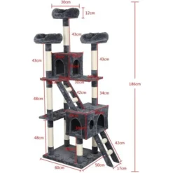 Arbre à Chat Hauteur De 180 Cm, Avec Plate-Formes, Grande Grotte, Troncs épais En Sisal, Palais De Chat - Gris - Meerveil -Amis Poils Soldes Boutique 53940134 3