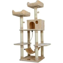 Arbre à Chat Hauteur De 150 Cm, Avec Plate-Formes, Grande Grotte, Troncs épais En Sisal, Palais De Chat - Beige - Meerveil -Amis Poils Soldes Boutique 53940141 3