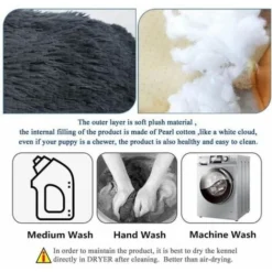 Lit Moelleux Rond Pour Chat Et Chien Extra Large Lavable Avec Coussin，Deluxe Panier Pour Animal Domestique-100x100cm-gris -Amis Poils Soldes Boutique 54404291 4