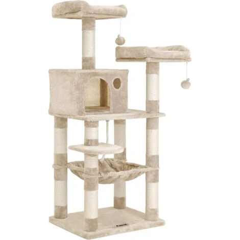 FEANDREA Arbre à Chat, Stable, 2 Niches, Hauteur 143 Cm, Beige Par SONGMICS PCT15BE 1 FEANDREA Arbre à Chat, Stable, 2 Niches, Hauteur 143 Cm, Beige Par SONGMICS PCT15BE