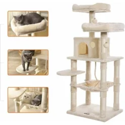 FEANDREA Arbre à Chat, Stable, 2 Niches, Hauteur 143 Cm, Beige Par SONGMICS PCT15BE 7 FEANDREA Arbre à Chat, Stable, 2 Niches, Hauteur 143 Cm, Beige Par SONGMICS PCT15BE -Amis Poils Soldes Boutique 54471172 3