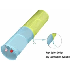 Labyrinthe à 5 Tunnels Interactif, Pliable Et Léger En Tissu Froissé Avec Pompon Et Cloches Pour Chats, Petits Lapins, Chatons, Chiots, Furets Ou Cochons D’Inde（bleu Ciel，2 Way） -Amis Poils Soldes Boutique 55535025 5