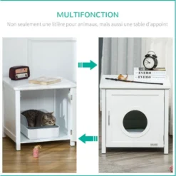 PawHut Maison De Toilette Pour Chat Sur Pied Design Rainuré Porte Entrée Poignée Métal MDF Blanc 9 PawHut Maison De Toilette Pour Chat Sur Pied Design Rainuré Porte Entrée Poignée Métal MDF Blanc -Amis Poils Soldes Boutique 57125683 5