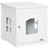 PawHut Maison De Toilette Pour Chat Design Maisonnette Avec Porte, Fenêtres - Dim. 48,7L X 53,3l X 53H Cm - MDF Blanc
