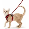 Ensoleillé Harnais Chat Petit Chien Laisse Harnais Chaton Réglable Rouge XS Collier Harnai Chat Refléchissant Gilet Respirant Pour Lapin, Chat Européen, Maine Coon, Persan, Attache Dessus Avec Laisse