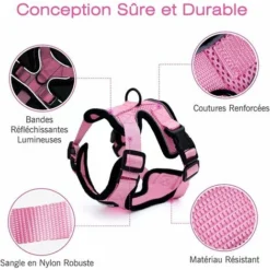 Ensoleillé Harnais Chat Petit Chien Laisse Harnais Chaton Réglable Rose XS Collier Harnai Chat Refléchissant Gilet Respirant Pour Lapin, Chat Européen, Maine Coon, Persan, Attache Dessus Avec Laisse -Amis Poils Soldes Boutique 57794137 4
