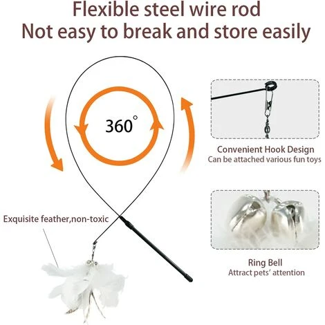 Kartokner Jouets à Plumes Pour Chats Avec Cloche Et Ventouse,Interactif Chatons Baguette Teaser Canne A Peche Pour D'intérieur 3 Kartokner Jouets à Plumes Pour Chats Avec Cloche Et Ventouse,Interactif Chatons Baguette Teaser Canne A Peche Pour D'intérieur – Image 3