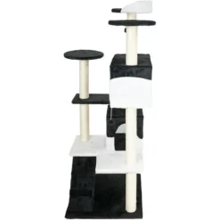 Arbre à Chat Noir / Blanc 130cm Arbre D’escalade Arbre De Grattage Jeu Chats -Amis Poils Soldes Boutique 58401096 5