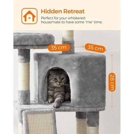 FEANDREA Arbre à Chat, Tour Poteaux à Gratter 115 Cm, Gris Clair Par SONGMICS PCT141W01 4 FEANDREA Arbre à Chat, Tour Poteaux à Gratter 115 Cm, Gris Clair Par SONGMICS PCT141W01 – Image 4