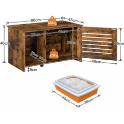 Maison De Toilette Pour Chats, Meuble Litiere Chat, Meuble Pour Litière Fermé, Meuble De Rangement Avec Portes à Persiennes, Toilette Privée Pour Chat Avec Séparateur, Large Porte, HOOBRO EBF07MW01 -Amis Poils Soldes Boutique 58654811 5