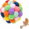Chat Balles Colorées, Balle Rebondissante Chat Coloré Balle Pour Chat Jouet Chaton Balle En Peluche Jouet à Mâcher Faite à La Main Balle Chat Balle Pour Chat Chaton Chats Chien(M)