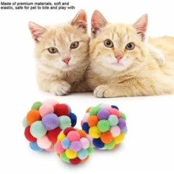 Chat Balles Colorées, Balle Rebondissante Chat Coloré Balle Pour Chat Jouet Chaton Balle En Peluche Jouet à Mâcher Faite à La Main Balle Chat Balle Pour Chat Chaton Chats Chien(M) -Amis Poils Soldes Boutique 59448479 4