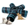 Tunnel Pour Chat,Jouet Pour Chat Tunnel Pour Chat Avec 5 Canaux Pliables Bleu Diamètre 30 Cm FUIENKO