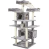 MSmask Grand Arbre à Chat, Taille XXL, 175 Cm, Stable, Avec 3 Grandes Plateformes D'observation, Pour Grands Chats, Griffoirs En Sisal, Gris Clair