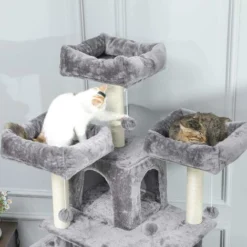 MSmask Grand Arbre à Chat, Taille XXL, 175 Cm, Stable, Avec 3 Grandes Plateformes D'observation, Pour Grands Chats, Griffoirs En Sisal, Gris Clair -Amis Poils Soldes Boutique 59857260 4