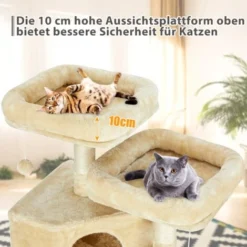 MSmask - Arbre à Chat Stable à Plusieurs Niveaux - Avec Grande Grotte, Troncs En Sisal Naturel - Beige - 145 Cm -Amis Poils Soldes Boutique 59857277 4