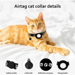 Airtag Katzenhalsband – BR-Life Reflektierendes Airtag – Mit Katzenhalsbandhalter – Kompatibel Mit Apple Airtag Für Jungen, Mädchen, Katzen, Welpen (Schwarz) -Amis Poils Soldes Boutique 60186626 4