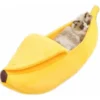 Lit Pour Chat Banane Mignon, Lit Pour Chat Banane, Lit Pour Chat Doux Pour Chien, Lit De Couchage Doux Et Chaud, Lit De Repos Jaune, M -55x20x15 Cm