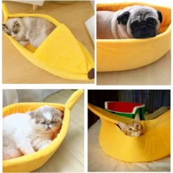 Lit Pour Chat Banane Mignon, Lit Pour Chat Banane, Lit Pour Chat Doux Pour Chien, Lit De Couchage Doux Et Chaud, Lit De Repos Rose, S -40x15x10 Cm -Amis Poils Soldes Boutique 60678039 3