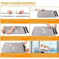 Hamac Chat, Hamac De Fenêtre Pour Chat, Lit De Siège De Fenêtre Chat Avec Ventouses à Bouton, Siège De Repos De Chat Pour Bronzer, Économiser De L'espace Facile à Installer 50 LBS De Charge -Amis Poils Soldes Boutique 61309601 5