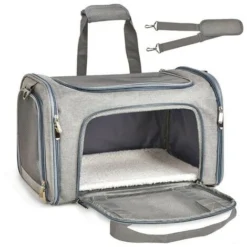 ZOLGINAH Sac De Transport Pour Chat Chien Sac Bandoulière Respirant Pour Petit Animal De Compagnie Transporteur Souple Léger Comfortable Pour Voyage En Voiture Train Avion 43x28x28
