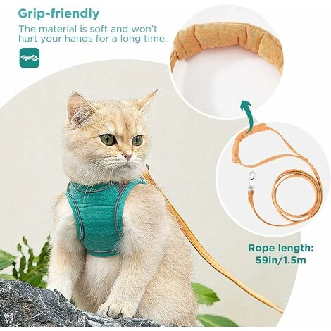 Harnais Et Laisse Pour Chat, Gilet De Marche Confortable Pour Chat Avec Laisse, Harnais De Gilet à Enfiler, Bandes Réfléchissantes Respirantes, Gilet Pour Petits Et Moyens Chats Orange Vert BF 4 Harnais Et Laisse Pour Chat, Gilet De Marche Confortable Pour Chat Avec Laisse, Harnais De Gilet à Enfiler, Bandes Réfléchissantes Respirantes, Gilet Pour Petits Et Moyens Chats Orange Vert BF – Image 4