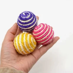 3X Balles Jouets Chats En Sisal Balles Interactifs Sonores Avec Bruits Multicolore Pour Animaux -Amis Poils Soldes Boutique 64529205 4
