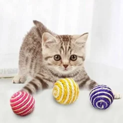 3X Balles Jouets Chats En Sisal Balles Interactifs Sonores Avec Bruits Multicolore Pour Animaux -Amis Poils Soldes Boutique 64529205 5