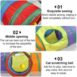 Tunnels Pour Chat Pour Chats D'intérieur Tunnel Pour Lapin 3 Voies 4 Trous Léger Et Pliable Grand Tunnel Pour Cochon D'Inde Jouets Avec Pompon -Amis Poils Soldes Boutique 65503248 3