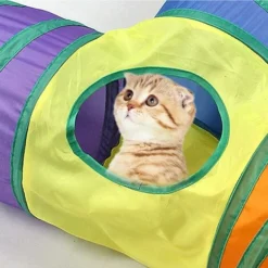 Tunnels Pour Chat Pour Chats D'intérieur Tunnel Pour Lapin 3 Voies 4 Trous Léger Et Pliable Grand Tunnel Pour Cochon D'Inde Jouets Avec Pompon -Amis Poils Soldes Boutique 65503248 5