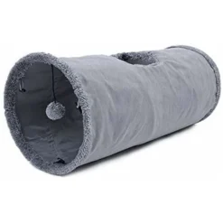 Jouet Tunnel Pour Chat En Daim, Grand Tunnel Pour Chat Pliable Avec 2 Trous Et Boule Suspendue Pour Chats Chatons Lapins Dia25 X 50cm -Amis Poils Soldes Boutique 65506207 3