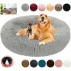 Panier Chien Rond Dehoussable,Grande Taille Apaisant Chien Coussin Lavable Anti-dérapant Anti Strss,Lit Chien Moelleux En Doux,Grand Et Moyenne Tapis,12 Couleurs-GrayS-50cm/19.6in