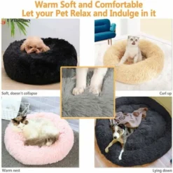 Panier Chien Rond Dehoussable,Grande Taille Apaisant Chien Coussin Lavable Anti-dérapant Anti Strss,Lit Chien Moelleux En Doux,Grand Et Moyenne Tapis,12 Couleurs-GrayS-50cm/19.6in -Amis Poils Soldes Boutique 65808631 3