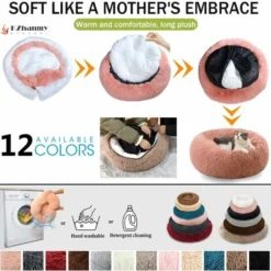 Panier Chien Rond Dehoussable,Grande Taille Apaisant Chien Coussin Lavable Anti-dérapant Anti Strss,Lit Chien Moelleux En Doux,Grand Et Moyenne Tapis,12 Couleurs-GrayS-50cm/19.6in -Amis Poils Soldes Boutique 65808631 5
