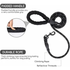 Laisse Pour Chien De 1.5 M, Laisse Corde Pour Chien Solide Avec Poignée En Eponge Douce Et Corde Réfléchissante Pour Pour Chiens Petits Moyens Et Grands-BDD -Amis Poils Soldes Boutique 66354321 3