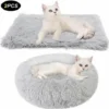 Panier Lit Douillet Pour Chat(50cm) + Couvertures(65x36cm) Gris Clair 2Pcs FUIENKO