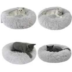 Panier Lit Douillet Pour Chat(50cm) + Couvertures(65x36cm) Gris Clair 2Pcs FUIENKO -Amis Poils Soldes Boutique 66390384 2