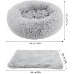 Panier Lit Douillet Pour Chat(50cm) + Couvertures(65x36cm) Gris Clair 2Pcs FUIENKO -Amis Poils Soldes Boutique 66390384 3