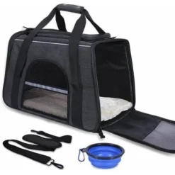 Sac Transport Chat,Sac Transport Chien Respirant Et Pliable 45x29x31cm Noir FUIENKO