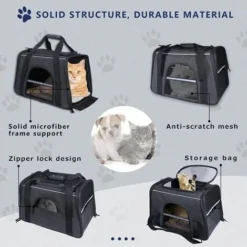 Sac Transport Chat,Sac Transport Chien Respirant Et Pliable 45x29x31cm Noir FUIENKO -Amis Poils Soldes Boutique 66390385 3