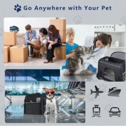 Sac Transport Chat,Sac Transport Chien Respirant Et Pliable 45x29x31cm Noir FUIENKO -Amis Poils Soldes Boutique 66390385 4