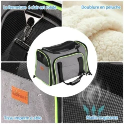 Sac De Transport Chat Chien Extensible Des Deux Côtés Coleur De Gris 40x30x27 Cm FUIENKO -Amis Poils Soldes Boutique 66390411 4