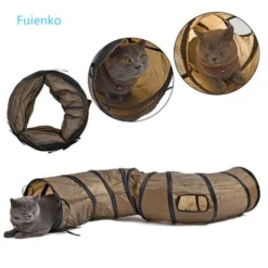 Tunnel Pour Chat,Jouet De Chat Tunnel Évolutif Pilable Tube Chatons Marron 25x120 Cm FUIENKO