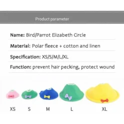 3 X Colliers élisabéthains Pour Oiseaux, Collier De Cône De Perroquet Réglable, Protecteurs De Plumes De Perroquet, Protection Anti-morsure Post-chirurgicale Pour Les Plaies(s, Blue+ Green + Pink) -Amis Poils Soldes Boutique 66409570 4