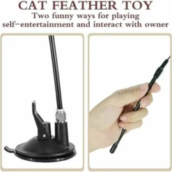 Jouets à Plumes Pour Chats Avec Cloche Et Ventouse,Interactif Chatons Baguette Teaser Canne A Peche Pour D'intérieur Cisea -Amis Poils Soldes Boutique 67416818 5