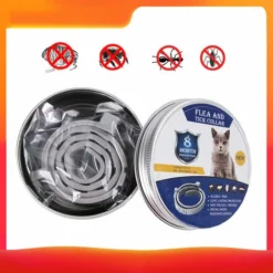 Gris, Chat-Boîte En Aluminium Modèle Chat Et Chien Collier Répulsif Insectes Réglable Collier Insecte En Plus De L'Anneau Anti Puce HANBING -Amis Poils Soldes Boutique 68324220 4