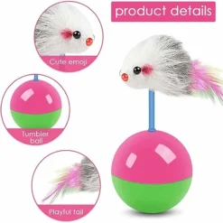 GP Jouet Pour Chat Souris Debout, Boule De Souris Interactive Avec Plumes Colorées, Jouet Pour Chat Souris Gobelet Pour Chats, Chiens Et Animaux De Compagnie -Amis Poils Soldes Boutique 69014274 3
