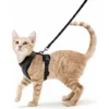 GP Harnais Chat Petit Chien Laisse Harnais Chaton Réglable Rouge XS Collier Harnai Chat Refléchissant Gilet Respirant Pour Lapin, Chat Européen, Maine Coon, Persan, Attache Dessus Avec Laisse（noir）